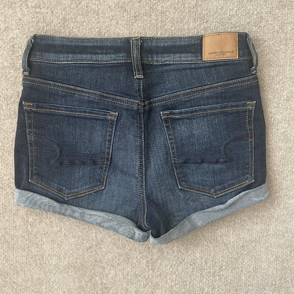 American Eagle Shorts Womens 2 Hi-Rise Shortie Cut Off 4" Inseam Dark Wash Denim - Picture 8 of 8